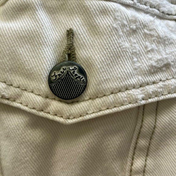 Free People Distressed Knit / Denim Jacket, Gray / White Jean, Medium - Picture 8 of 17